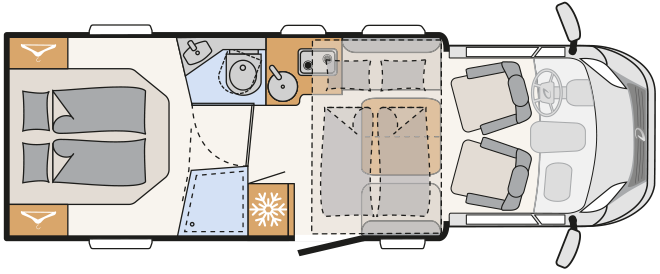 Motorhome floorplan - Dethleffs Trend T 7057 DBL